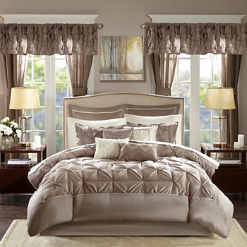 Madison Park Essentials Loretta 24-Pc Complete Bedding Set with Sheets and Window Treatments