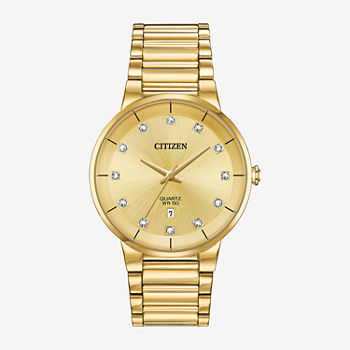 Citizen Mens Crystal Accent Gold Tone Stainless Steel Bracelet Watch Bi5012-53q