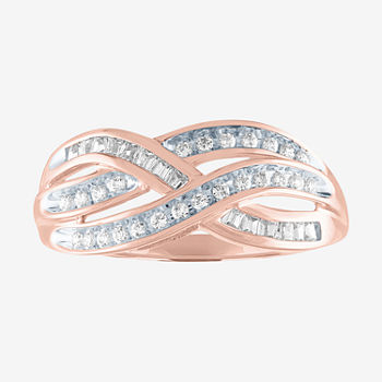 Womens 1/3 CT. T.W. Genuine White Diamond 10K Rose Gold Cocktail Ring