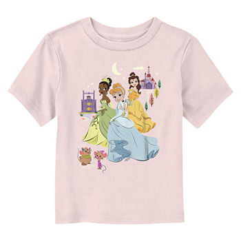 Disney Collection Toddler Girls Crew Neck Princess Short Sleeve Graphic T-Shirt