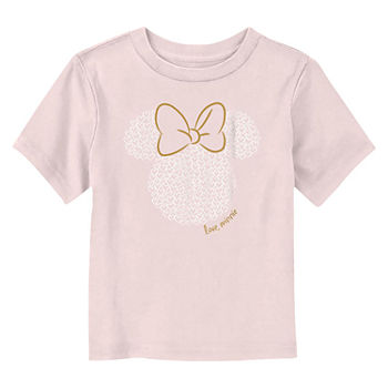 Disney Collection Toddler Girls Crew Neck Minnie Mouse Short Sleeve Graphic T-Shirt