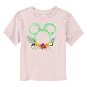 Disney Collection Toddler Girls Crew Neck Mickey Mouse Short Sleeve Graphic T-Shirt