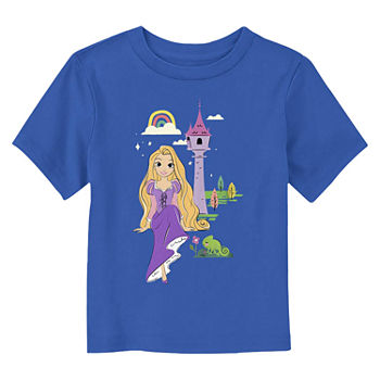 Disney Collection Toddler Girls Crew Neck Tangled Short Sleeve Graphic T-Shirt