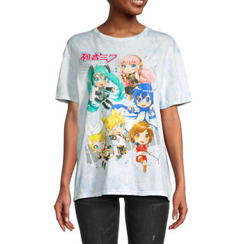 New World Juniors Hatsune Miku Womens Crew Neck Short Sleeve Graphic T-Shirt