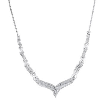 1/2 CT. T.W. Diamond Sterling Silver "X" Necklace