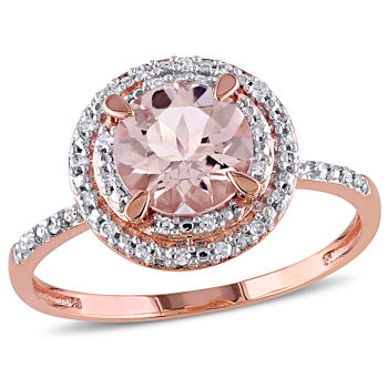 Modern Bride Gemstone Womens Genuine Pink Morganite 10K Gold Engagement Ring