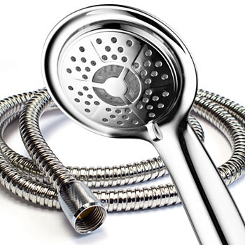PowerSpa® All-Chrome LED Handheld Shower with Air Jet LED Turbo Pressure-Boost Nozzle Technology