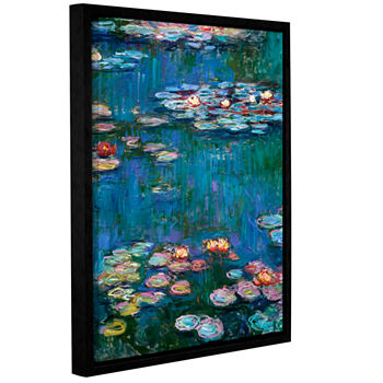 Brushstone Water Lillies By Claude Monet Gallery Wrapped Floater-Framed Canvas Wall Art