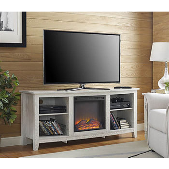 58" Wood Fireplace Media TV Stand Console