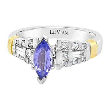 LIMITED QUANTITIES! Le Vian Grand Sample Sale™ Ring featuring Blueberry Tanzanite® 3/8 CT. T.W. Vanilla Diamonds® set in P18 Two Tone Gold