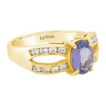 LIMITED QUANTITIES! Le Vian Grand Sample Sale™ Ring featuring Blueberry Tanzanite® 3/8 CT. T.W. Vanilla Diamonds® set in 14K Honey Gold™