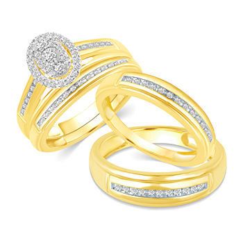 10K Gold Oval His and Hers Ring Sets