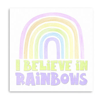 Pastel Rainbows I-Believe Giclee Canvas Art