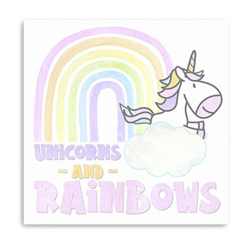 Pastel Rainbows V-Unicorns Giclee Canvas Art