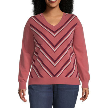 Liz Claiborne Chevron Pullover Sweater - Plus