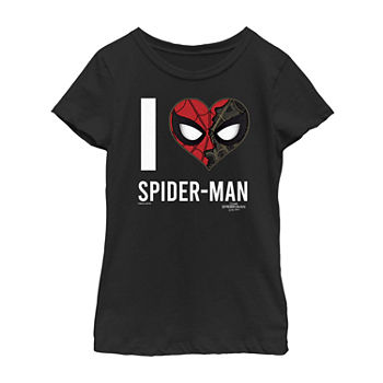 Little & Big Girls Crew Neck Avengers Marvel Spiderman Short Sleeve Graphic T-Shirt