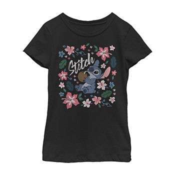 Little & Big Girls Crew Neck Lilo & Stitch Short Sleeve Graphic T-Shirt