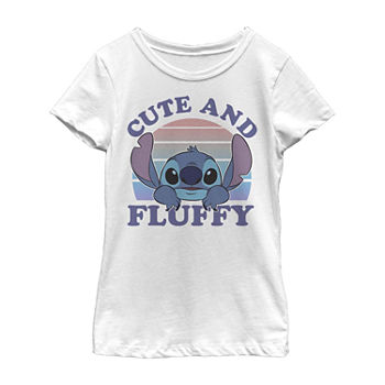 Little & Big Girls Crew Neck Lilo & Stitch Short Sleeve Graphic T-Shirt