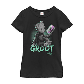 Groot Little & Big Girls Crew Neck Marvel Short Sleeve Graphic T-Shirt
