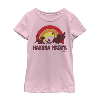 Hakuna Matata Little & Big Girls Crew Neck The Lion King Short Sleeve Graphic T-Shirt