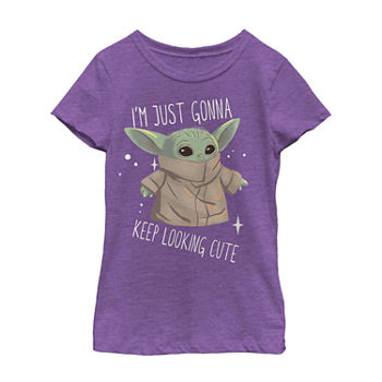 The Child Little & Big Girls Crew Neck Star Wars Short Sleeve Graphic T-Shirt