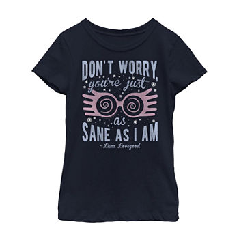Just As Sane As Luna Little & Big Girls Crew Neck Harry Potter Short Sleeve Graphic T-Shirt