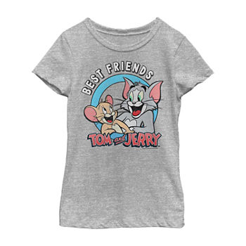 Tom & Jerry Little & Big Girls Crew Neck Short Sleeve Graphic T-Shirt