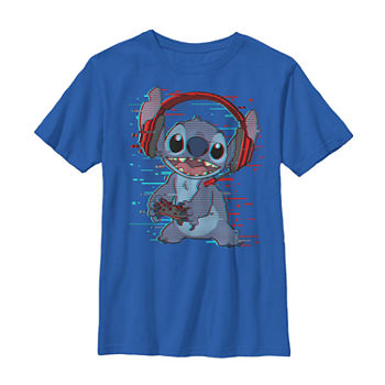 Little & Big Boys Crew Neck Lilo & Stitch Stitch Short Sleeve Graphic T-Shirt