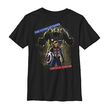 Captain Carter Little & Big Boys Crew Neck Marvel Short Sleeve Graphic T-Shirt