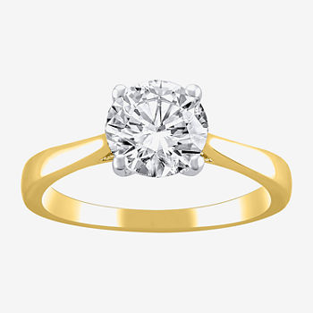 Womens 1 1/2 CT. T.W. Lab Grown White Diamond 14K Two Tone Gold Round Solitaire Engagement Ring