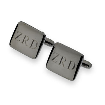 Personalized Gunmetal Rounded Rectangle Cuff Links