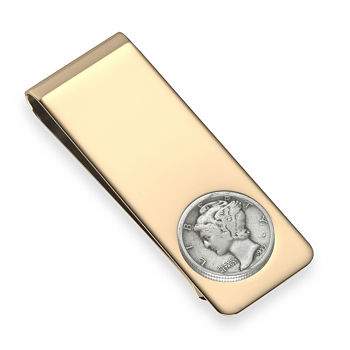 Engravable 18K Gold Electroplated Dime Head Money Clip