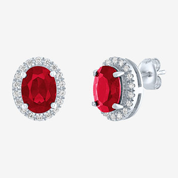 Lab Created Red Ruby Sterling Silver 11.5mm Stud Earrings
