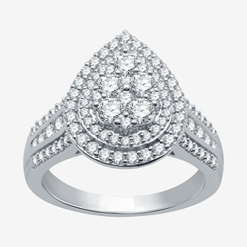 Womens 1 1/4 CT. T.W. Genuine White Diamond 10K White Gold Engagement Ring