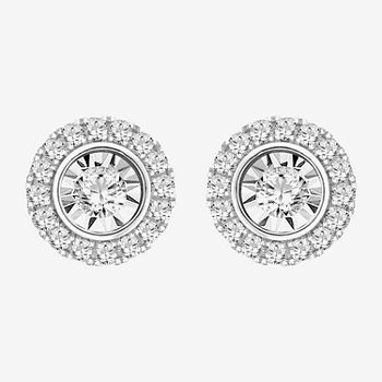 1/2 CT. T.W. Genuine White Diamond 10K White Gold 8.7mm Stud Earrings