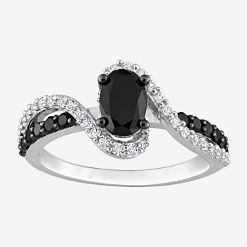 Midnight Black Womens 1 CT. T.W. Genuine Black Diamond Sterling Silver Solitaire Engagement Ring