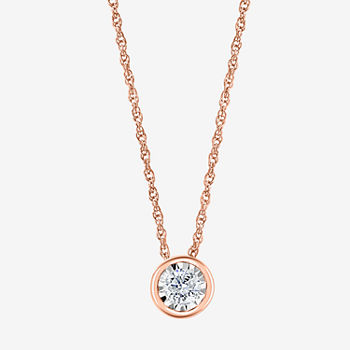 Effy  Womens 1/4 CT. T.W. Genuine White Diamond 14K Gold Over Silver Pendant Necklace
