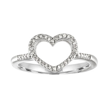 1/10 CT. T.W. Diamond Sterling Silver Mini Heart Ring