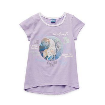 Disney Little & Big Girls Crew Neck Frozen Short Sleeve Graphic T-Shirt