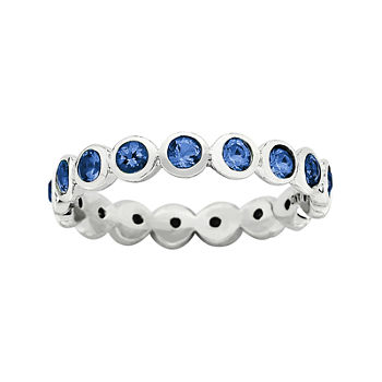 Personally Stackable "September" Blue Crystal Sterling Silver Eternity Ring