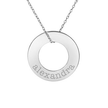 Personalized Sterling Silver 26mm Circle Name Pendant Necklace