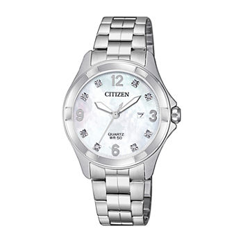 Citizen Quartz Assortment Womens Crystal Accent Silver Tone Stainless Steel Bracelet Watch Eu6080-58d