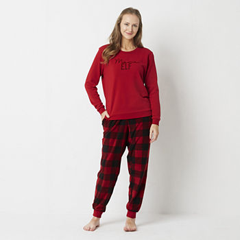 North Pole Trading Co. Womens Crew Neck Long Sleeve 2-pc. Pant Pajama Set