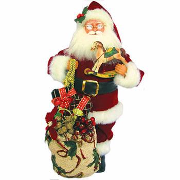 15" Hand Painted Santa with Horse Figurine