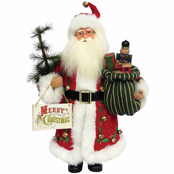 15" Merry Christmas" Hand Painted Santa Figurine