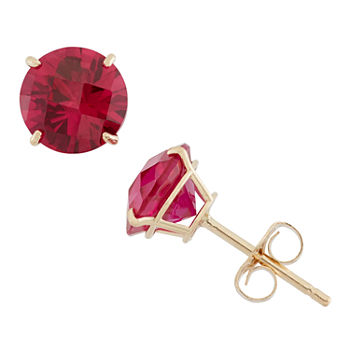 Lab Created Red Ruby 10K Gold 6mm Stud Earrings