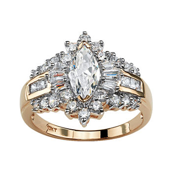 DiamonArt® Womens 2 1/5 CT. T.W. White Cubic Zirconia 10K Gold Engagement Ring