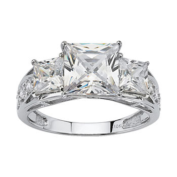 DiamonArt® Womens 3 3/4 CT. T.W. White Cubic Zirconia 10K White Gold Engagement Ring