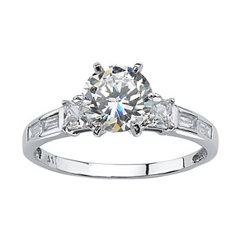 DiamonArt® Womens 2 1/5 CT. T.W. White Cubic Zirconia 10K White Gold Engagement Ring