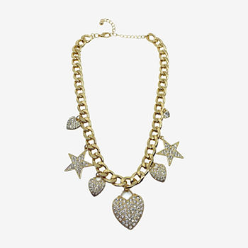 Bijoux Bar 15 Inch Link Heart Collar Necklace